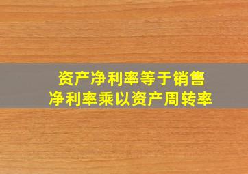 资产净利率等于销售净利率乘以资产周转率