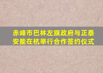 赤峰市巴林左旗政府与正泰安能在杭举行合作签约仪式