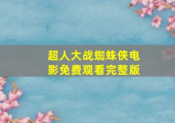 超人大战蜘蛛侠电影免费观看完整版