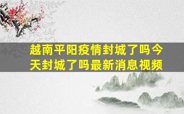 越南平阳疫情封城了吗今天封城了吗最新消息视频