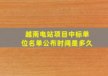 越南电站项目中标单位名单公布时间是多久