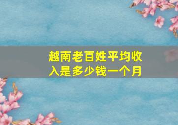 越南老百姓平均收入是多少钱一个月