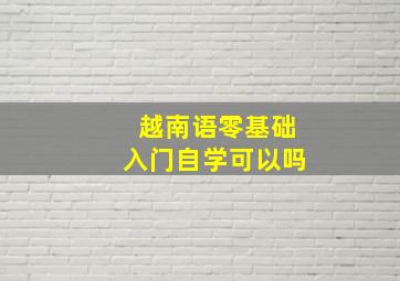 越南语零基础入门自学可以吗