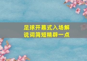 足球开幕式入场解说词简短精辟一点