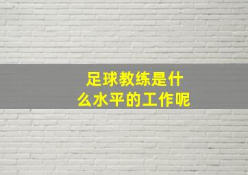 足球教练是什么水平的工作呢