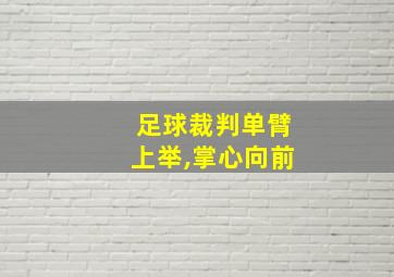 足球裁判单臂上举,掌心向前