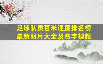 足球队员百米速度排名榜最新图片大全及名字视频