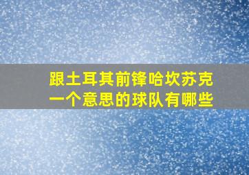 跟土耳其前锋哈坎苏克一个意思的球队有哪些