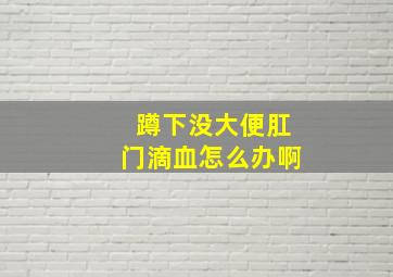 蹲下没大便肛门滴血怎么办啊