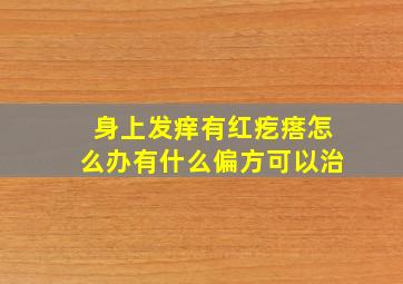 身上发痒有红疙瘩怎么办有什么偏方可以治