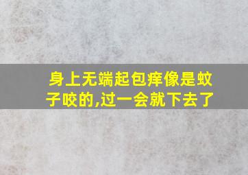 身上无端起包痒像是蚊子咬的,过一会就下去了