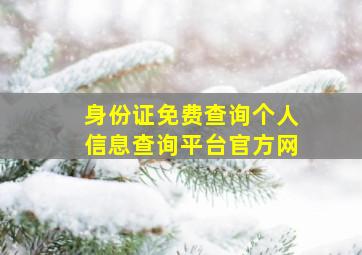 身份证免费查询个人信息查询平台官方网