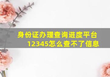 身份证办理查询进度平台12345怎么查不了信息