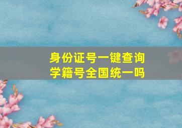 身份证号一键查询学籍号全国统一吗