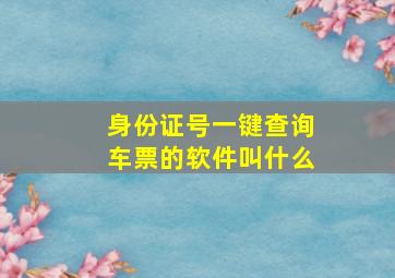 身份证号一键查询车票的软件叫什么