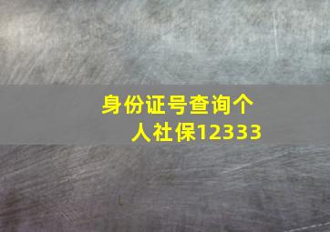 身份证号查询个人社保12333