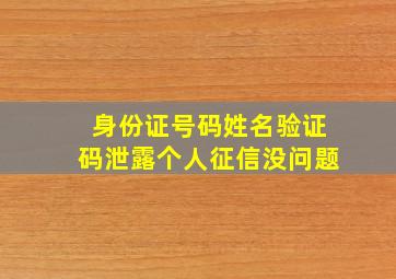 身份证号码姓名验证码泄露个人征信没问题