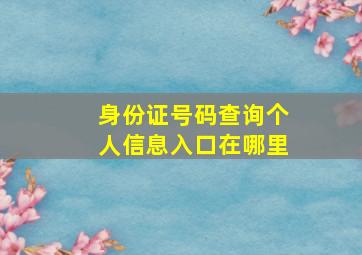 身份证号码查询个人信息入口在哪里