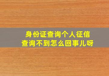 身份证查询个人征信查询不到怎么回事儿呀