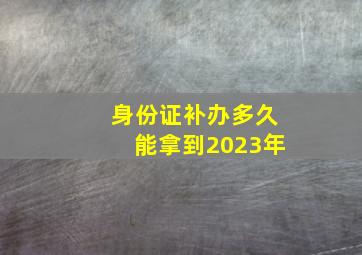 身份证补办多久能拿到2023年