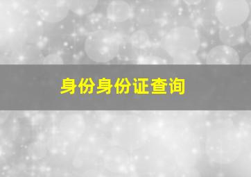 身份身份证查询