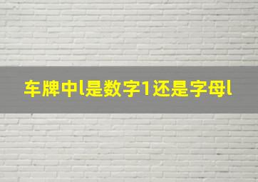 车牌中l是数字1还是字母l