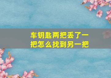 车钥匙两把丢了一把怎么找到另一把