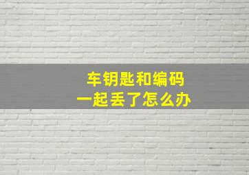 车钥匙和编码一起丢了怎么办