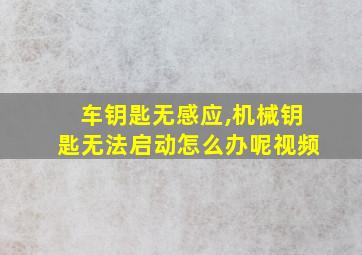 车钥匙无感应,机械钥匙无法启动怎么办呢视频