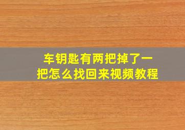 车钥匙有两把掉了一把怎么找回来视频教程