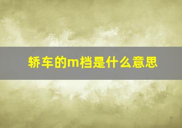 轿车的m档是什么意思