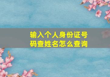 输入个人身份证号码查姓名怎么查询