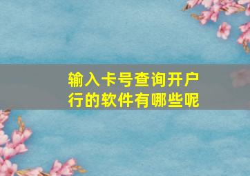 输入卡号查询开户行的软件有哪些呢