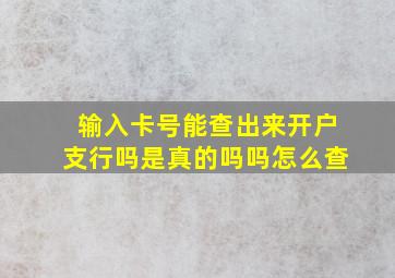 输入卡号能查出来开户支行吗是真的吗吗怎么查