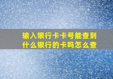 输入银行卡卡号能查到什么银行的卡吗怎么查