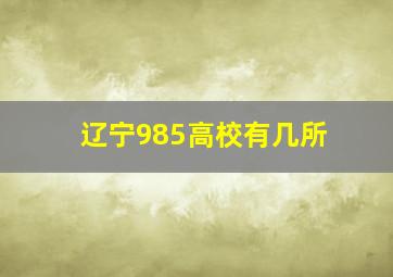 辽宁985高校有几所