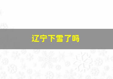 辽宁下雪了吗