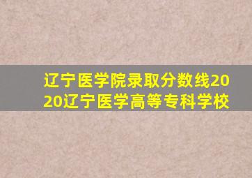 辽宁医学院录取分数线2020辽宁医学高等专科学校