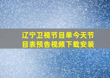 辽宁卫视节目单今天节目表预告视频下载安装