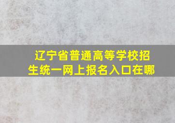 辽宁省普通高等学校招生统一网上报名入口在哪