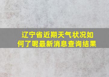 辽宁省近期天气状况如何了呢最新消息查询结果