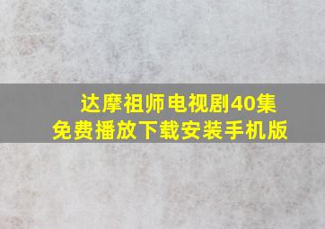 达摩祖师电视剧40集免费播放下载安装手机版