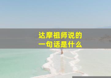 达摩祖师说的一句话是什么