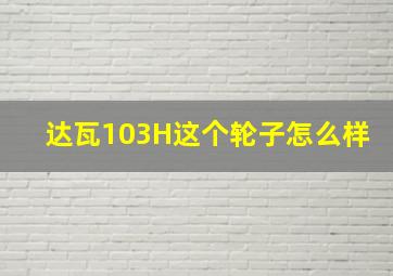 达瓦103H这个轮子怎么样