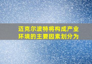 迈克尔波特将构成产业环境的主要因素划分为