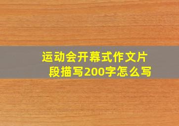 运动会开幕式作文片段描写200字怎么写