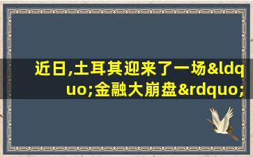 近日,土耳其迎来了一场“金融大崩盘”