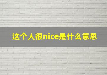 这个人很nice是什么意思