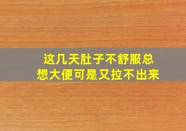 这几天肚子不舒服总想大便可是又拉不出来