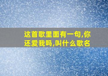 这首歌里面有一句,你还爱我吗,叫什么歌名